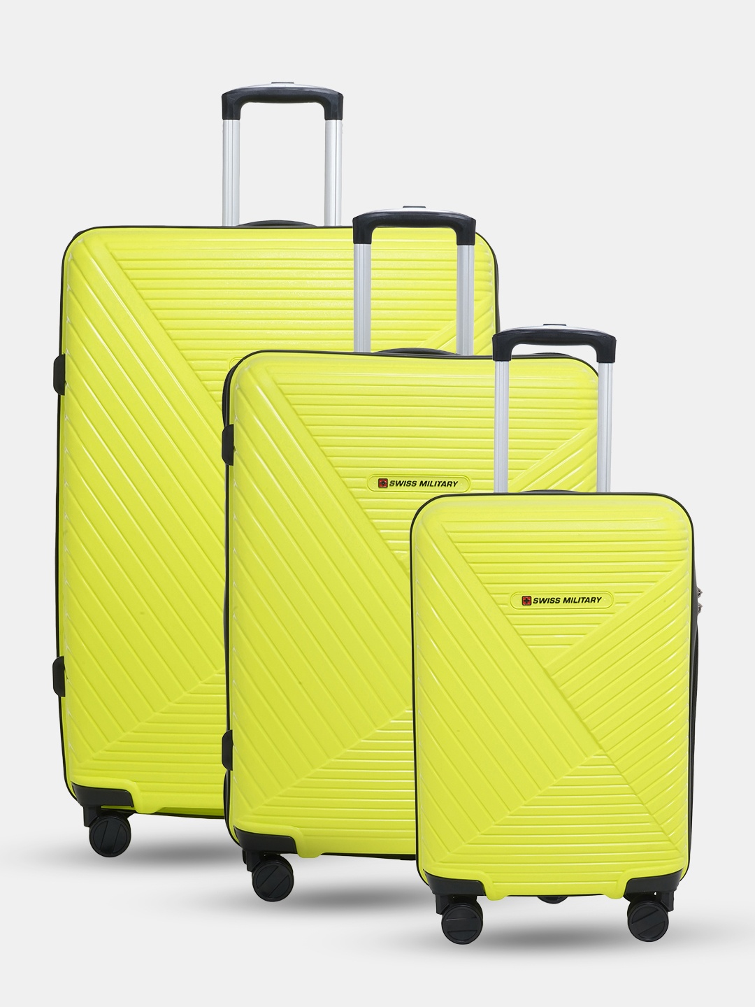 

SWISS MILITARY Zurich Set Of 3 Hard Sided Trolley Bags, Lime green