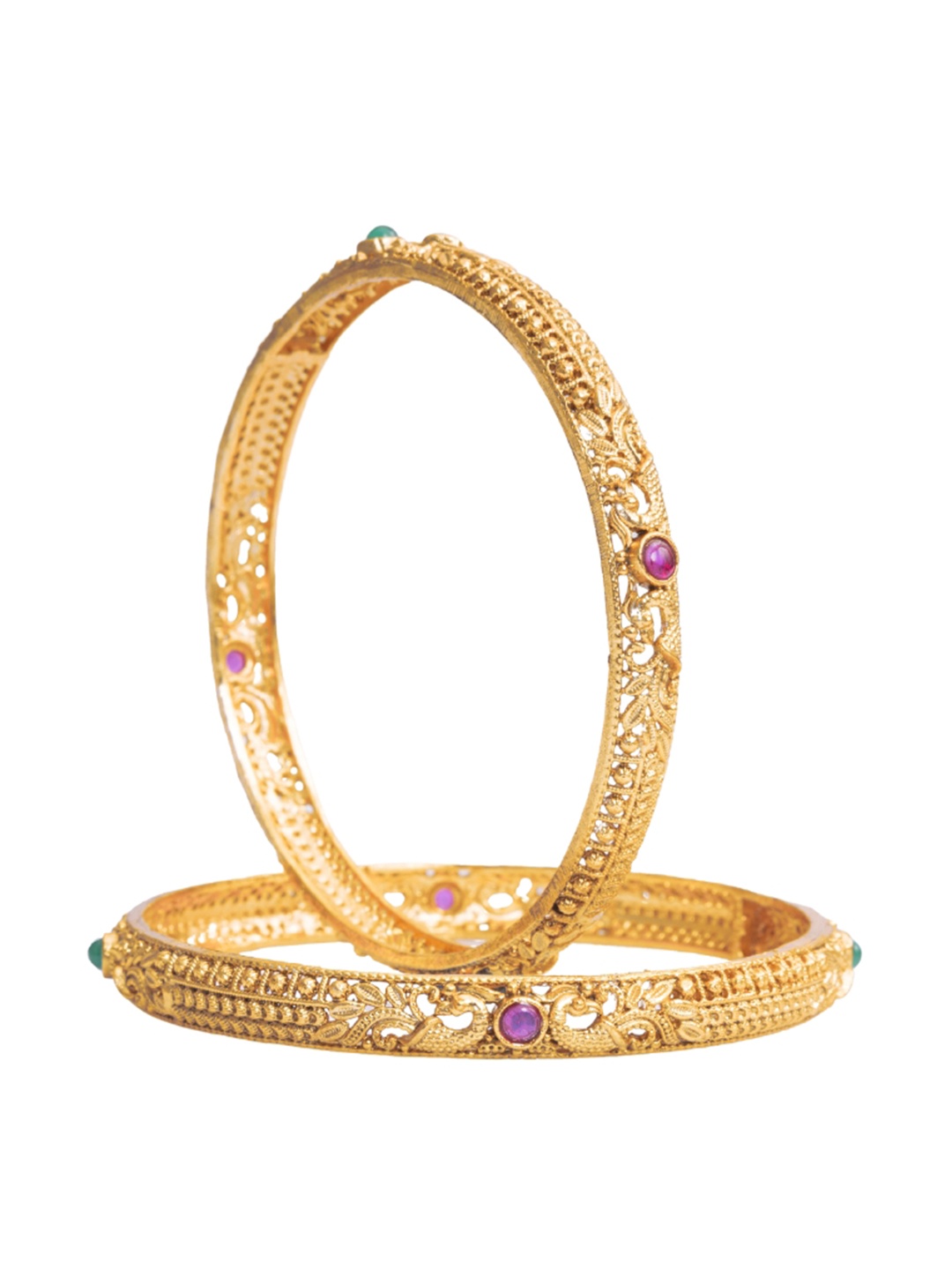 

South Temple Jewellery Set Of 4 Gold-Plated Artificial Stones Studded Bangles