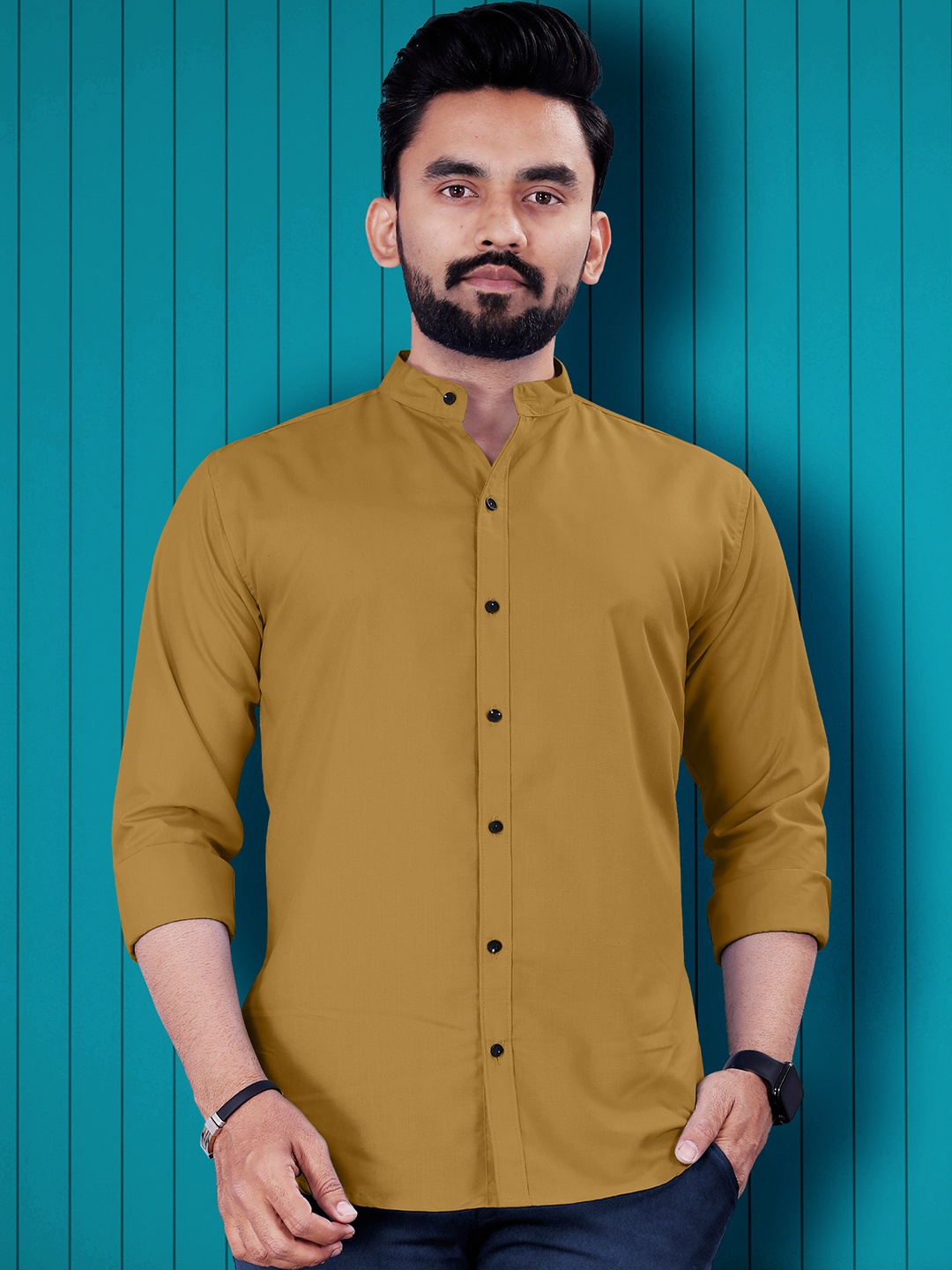 

VeBNoR Men Solid Standard Fit Casual Shirt, Olive