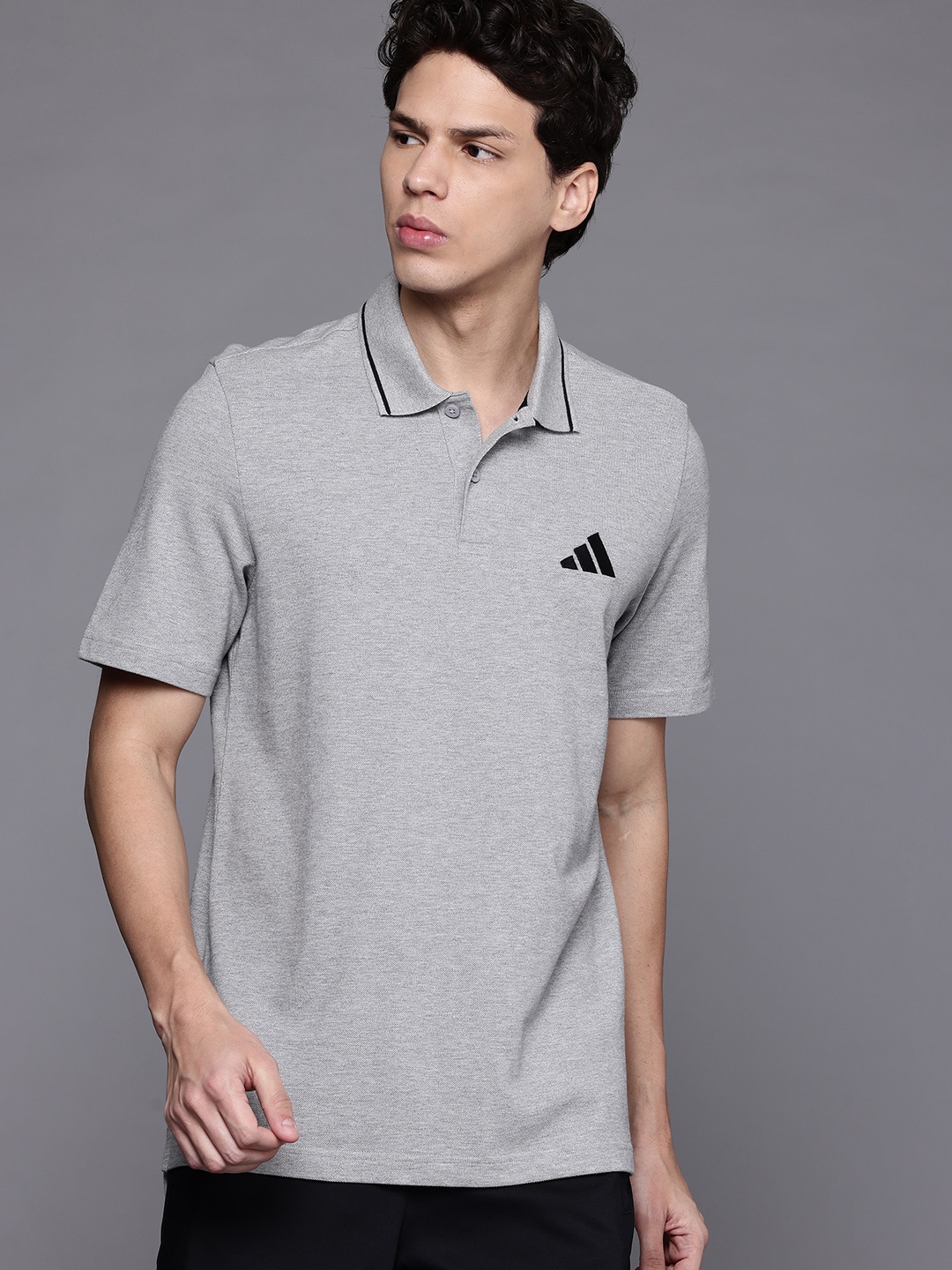 

ADIDAS Pique Cotton Polo T-shirt, Grey