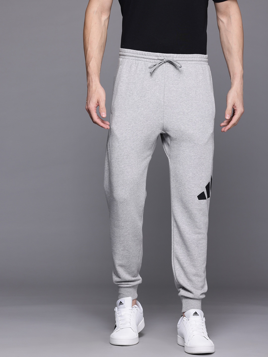 

Adidas Men Brand Logo Printed Joggers, Grey