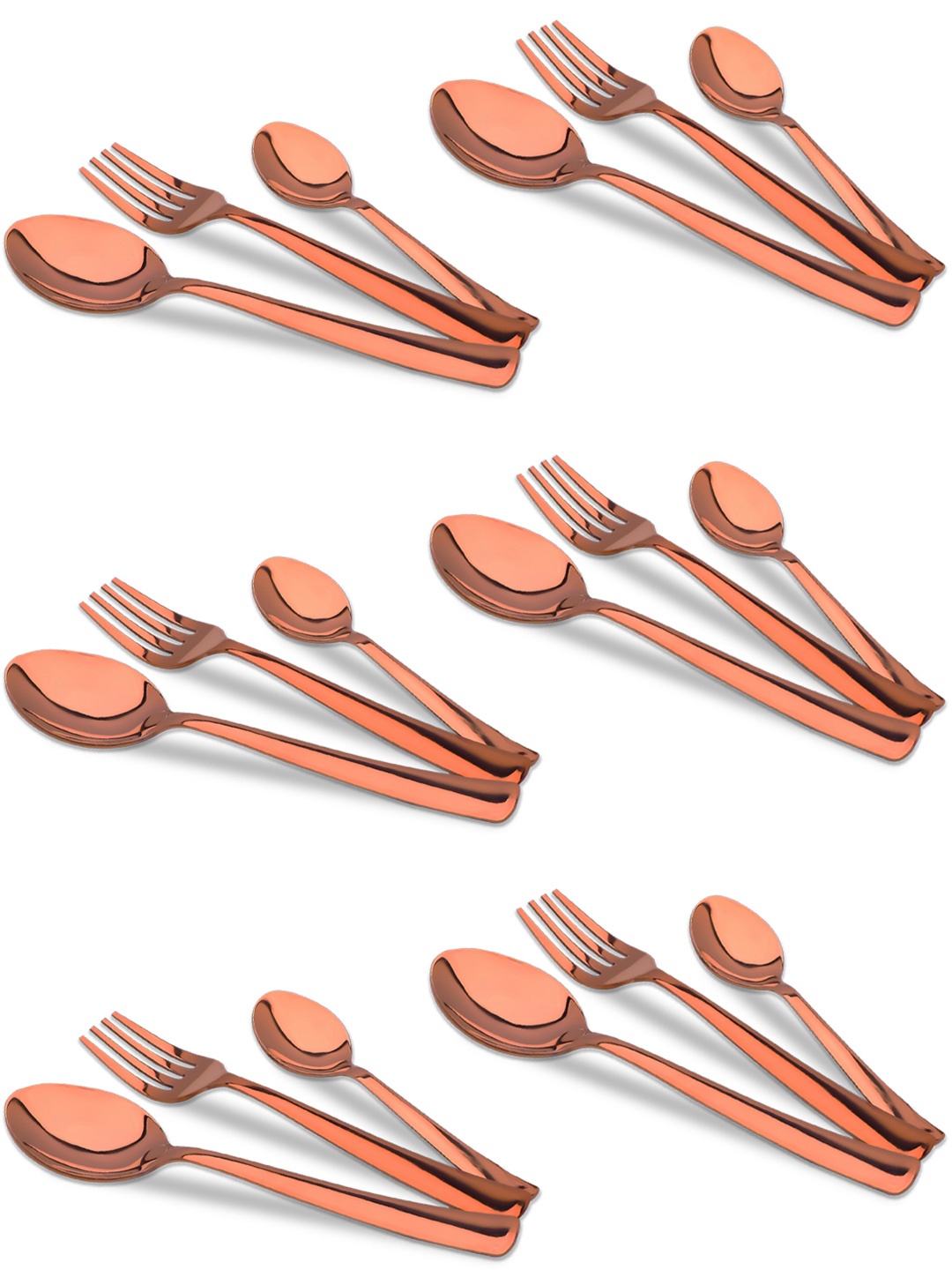 

Parage Rose Gold-Toned 18 Pieces Glossy Stainless Steel Cutlery Set
