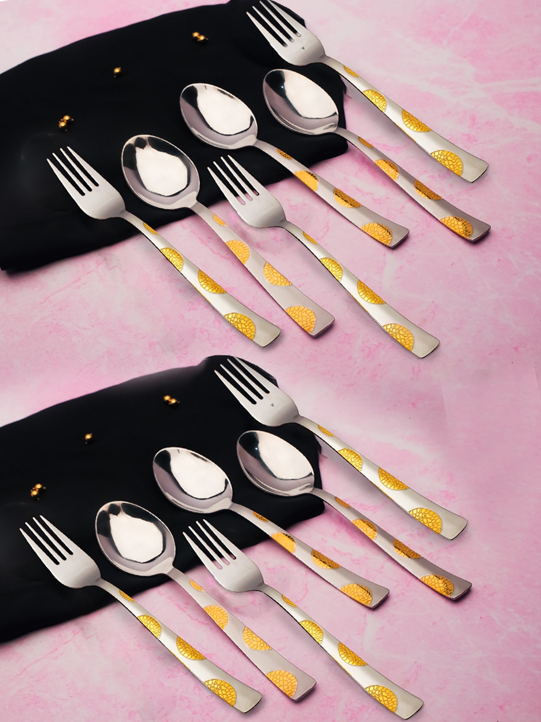 

Parage Silver-Toned & Gold-Toned 12 Pieces Stainless Steel Cutlery Set