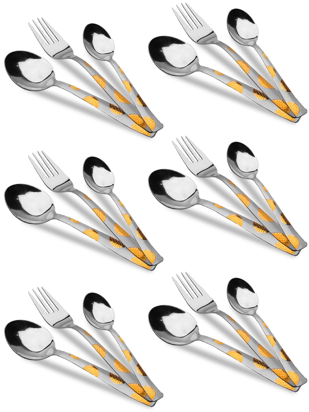 

Parage Silver-Toned & Gold-Toned 18 Pieces Glossy Stainless Steel Cutlery Set
