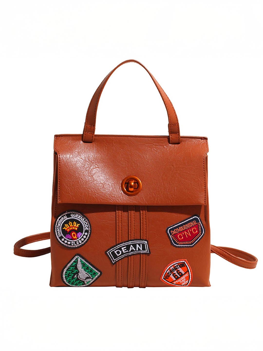 

StyleCast Shopper Handheld Bag with Applique, Brown