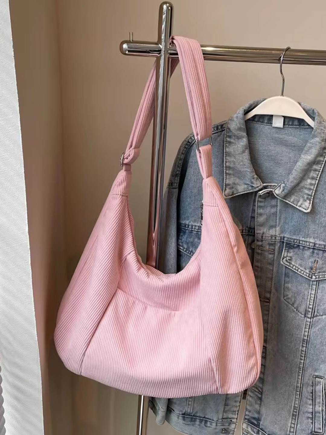 

StyleCast Oversized Structured Hobo Bag with Quilted, Pink