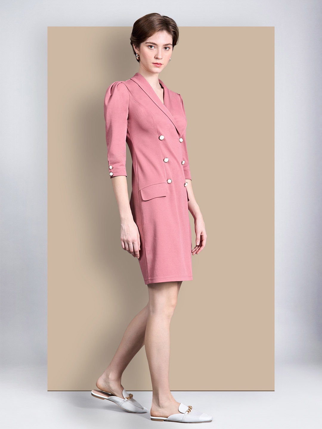 

Chemistry Solid Georgette Blazer Dress, Pink