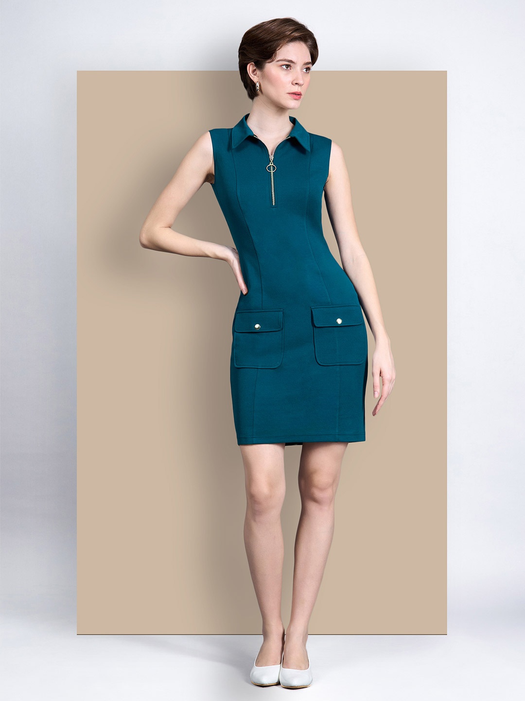 

Chemistry Georgette Bodycon Dress, Teal