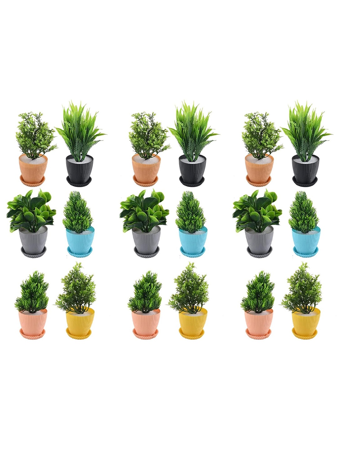 

Kuber Industries White 18 Pieces Hanging Artificial Plant with Pot, Grey
