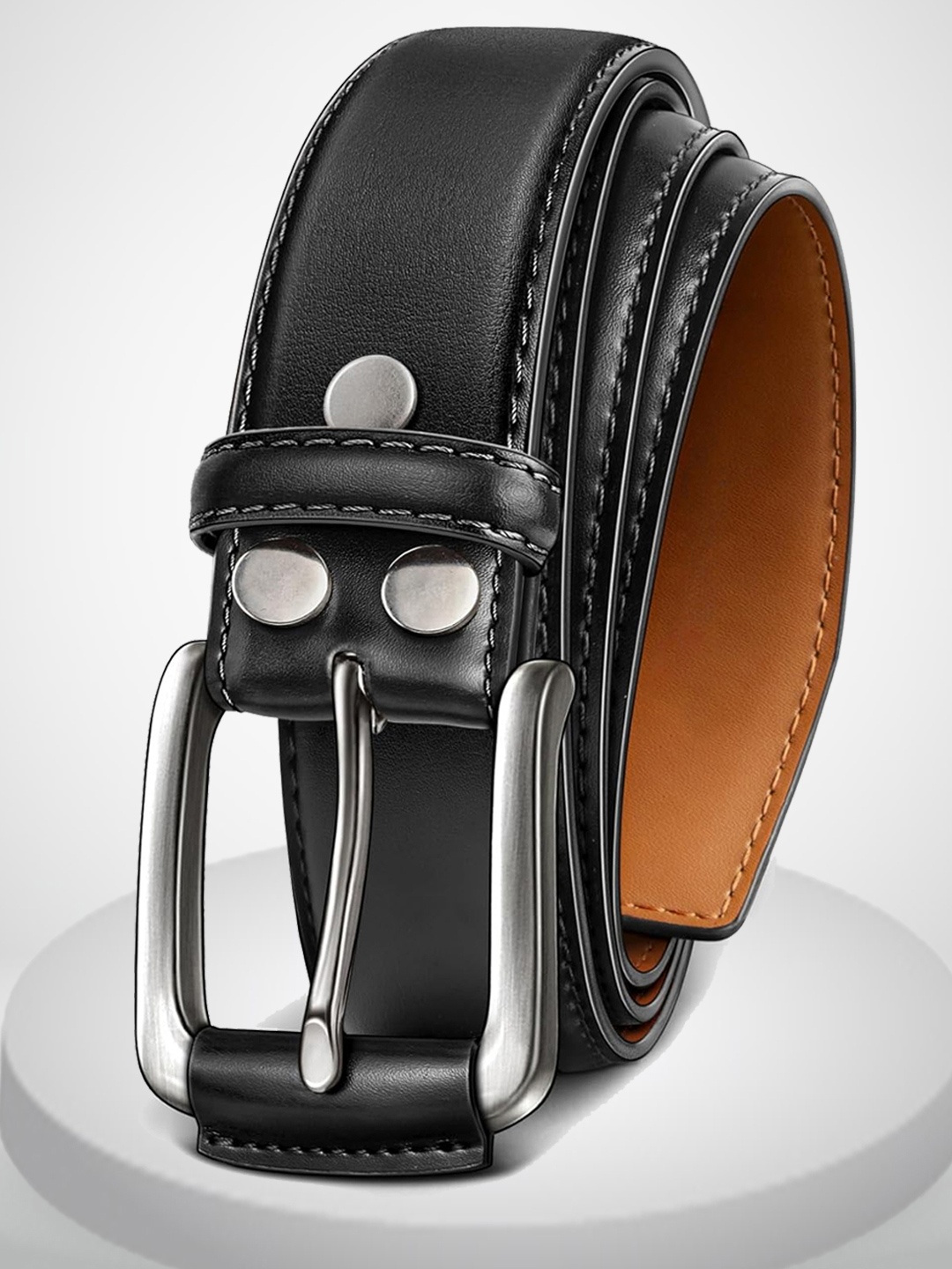 

CONTACTS Men Leather Belt, Black