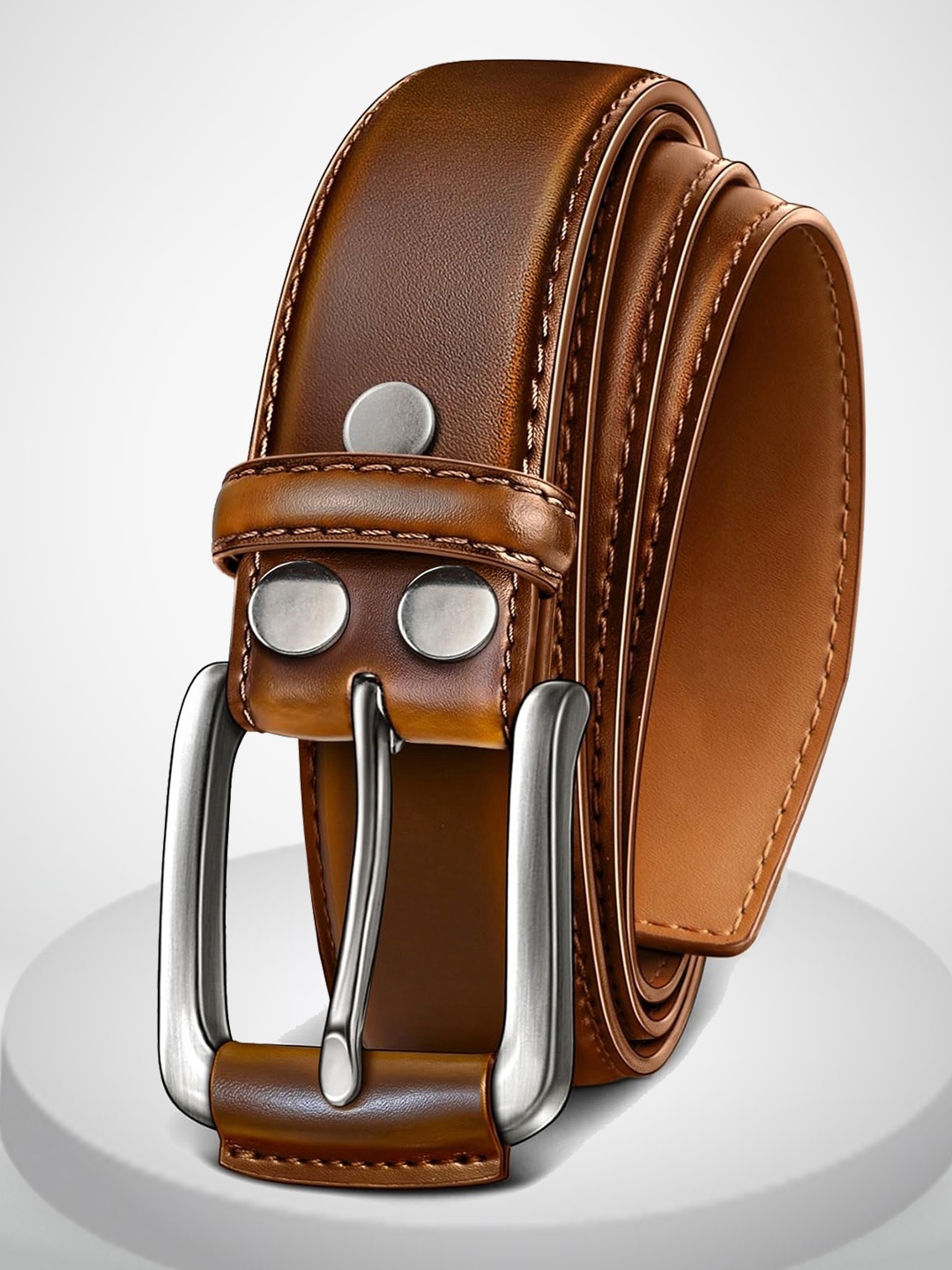 

CONTACTS Men Leather Belt, Brown