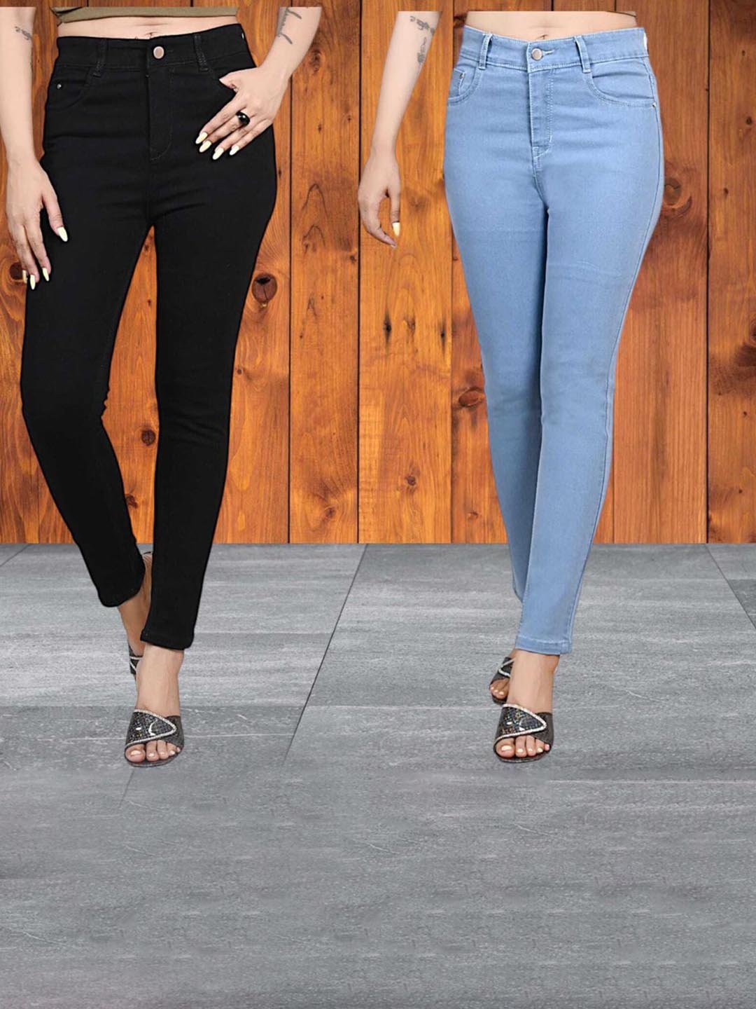 

Hayler Women Pack of 2 Skinny Fit Stretchable Jeans, Black