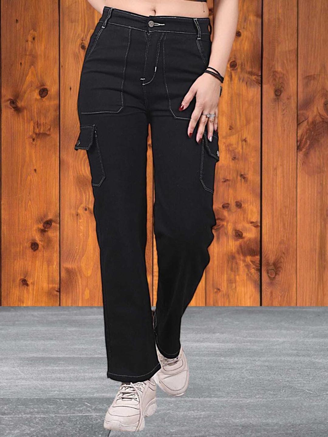 

Hayler Women Stretchable Low-Rise Cargo Styles, Black