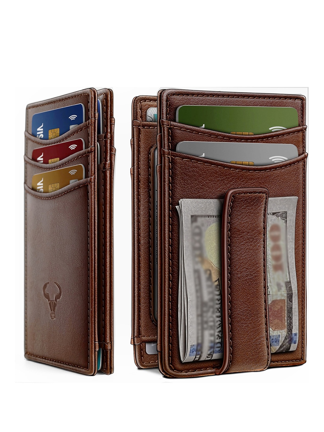 

CONTACTS Men Leather Card Holder, Brown