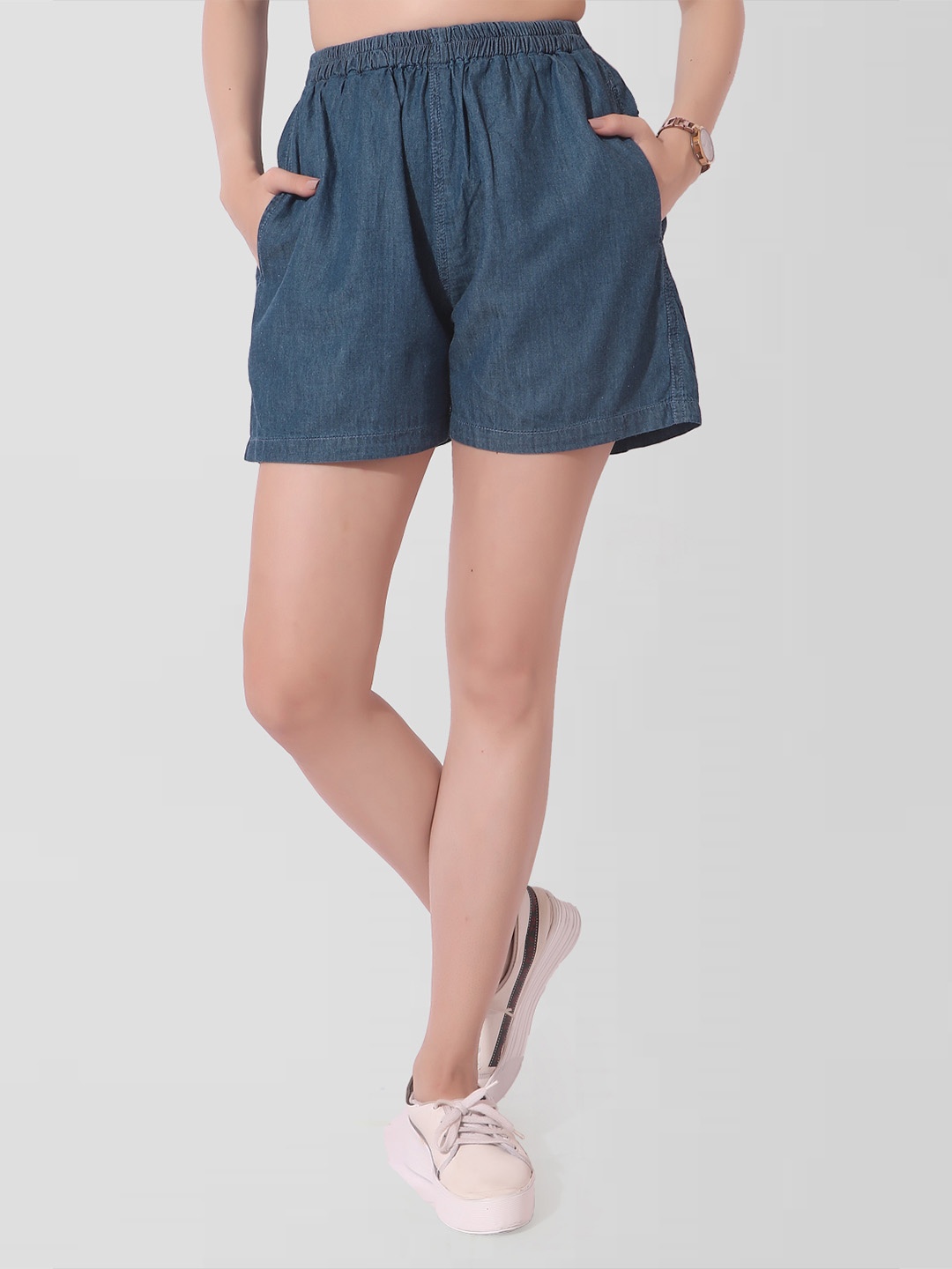 

CEFALU Women Denim Denim Shorts, Blue