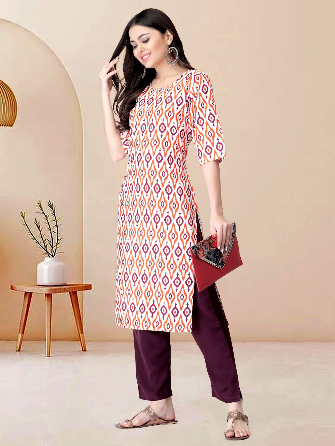 

Moda Rapido Women Ethnic Motifs Printed Regular Kurta with Trousers, Purple