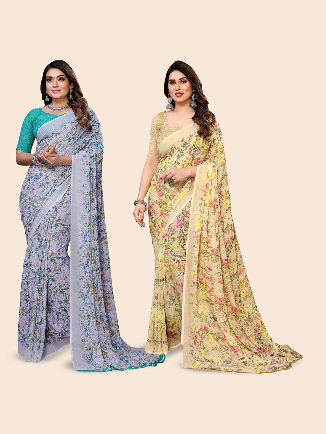 

Moda Rapido Floral Poly Georgette Saree, Yellow