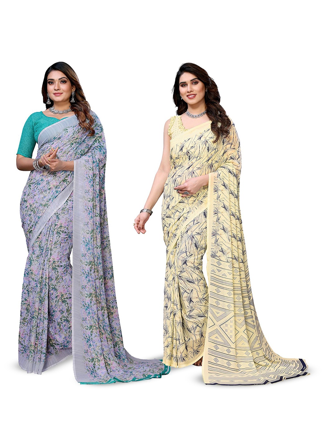 

Moda Rapido Floral Poly Georgette Saree, Yellow