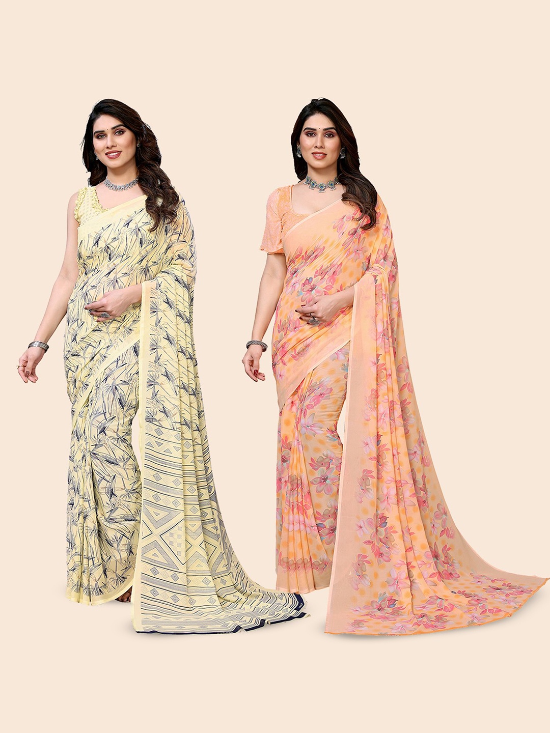 

Moda Rapido Floral Poly Georgette Saree, Yellow
