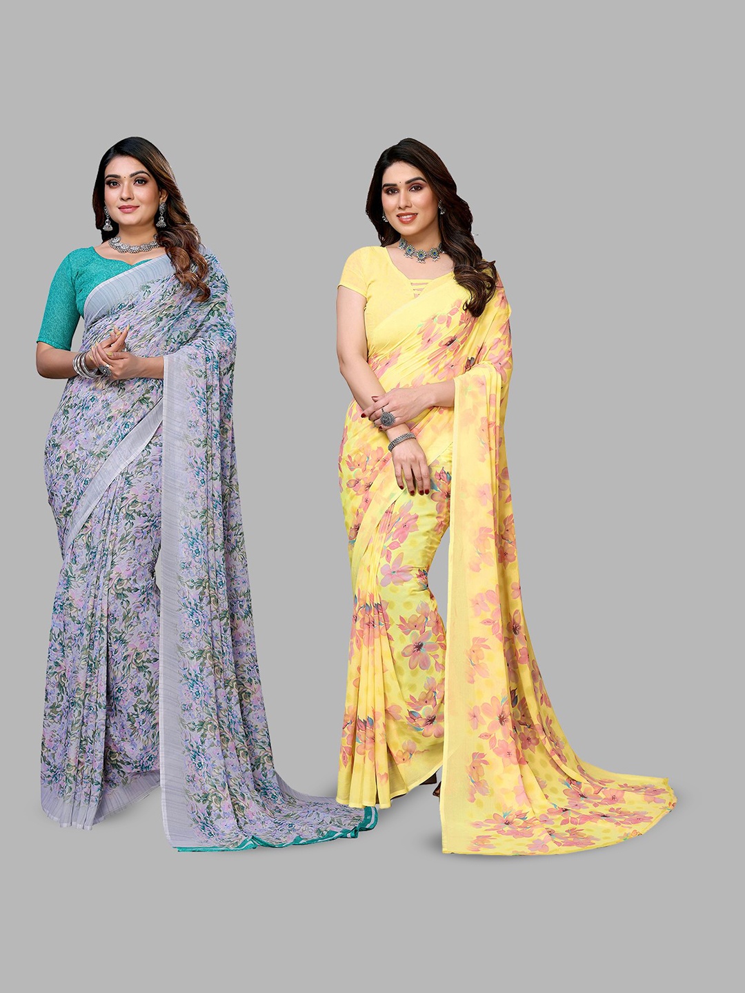 

Moda Rapido Floral Poly Georgette Saree, Green