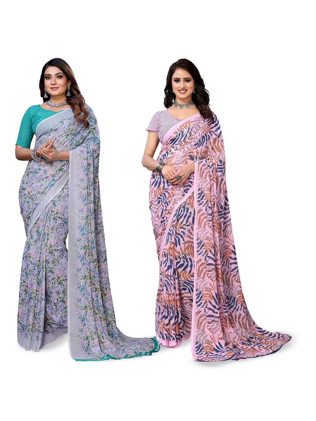 

Moda Rapido Floral Poly Georgette Saree, Pink
