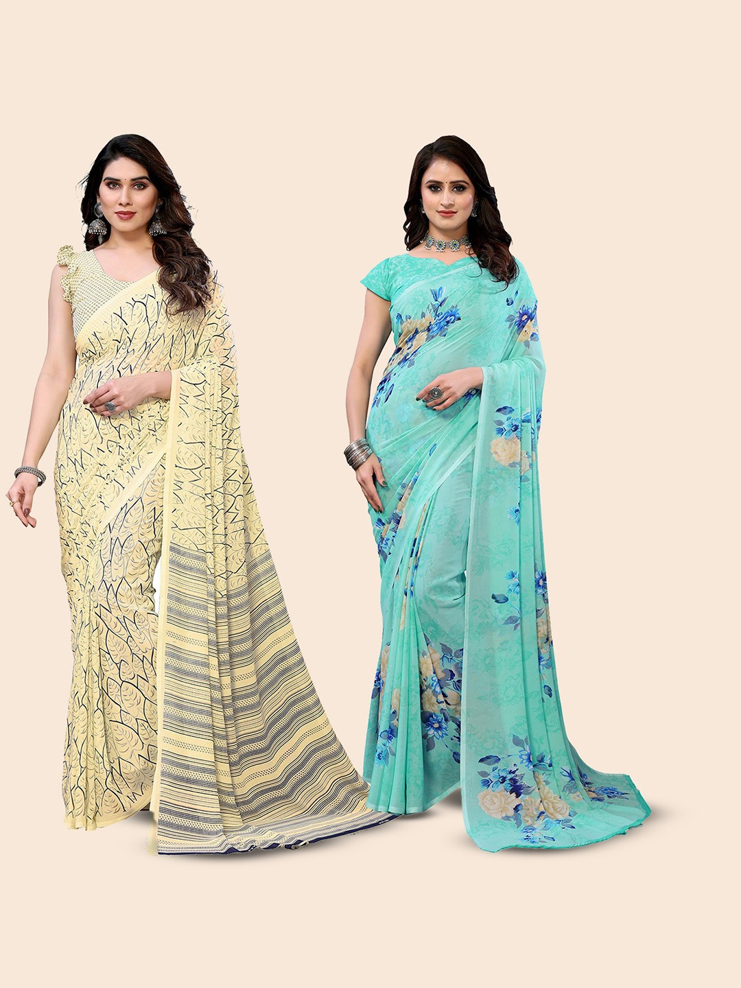 

Moda Rapido Floral Poly Georgette Saree, Yellow