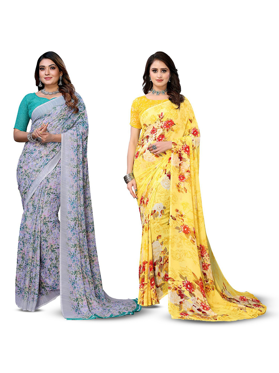 

Moda Rapido Floral Poly Georgette Saree, Yellow