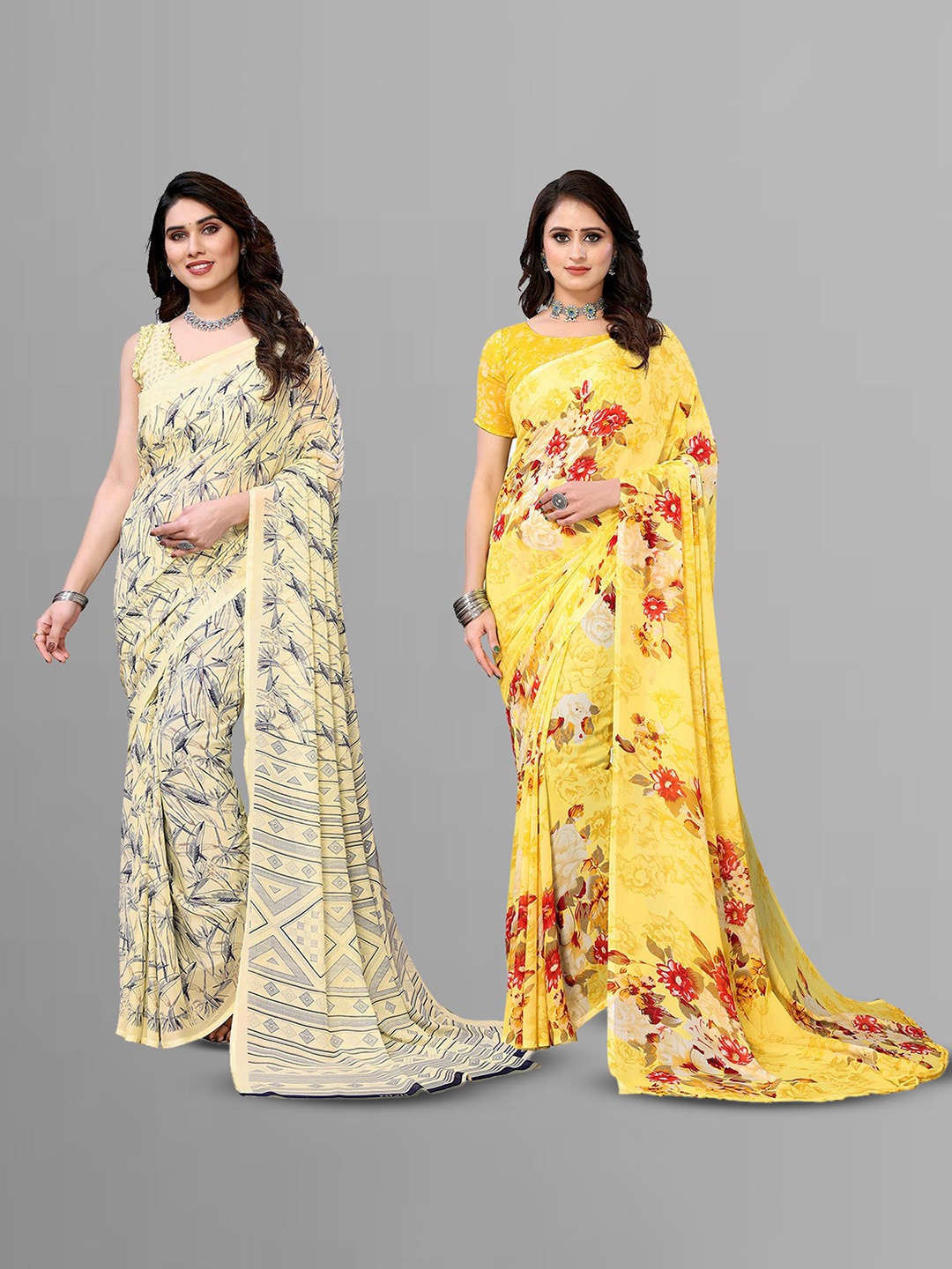 

Moda Rapido Floral Poly Georgette Saree, Yellow