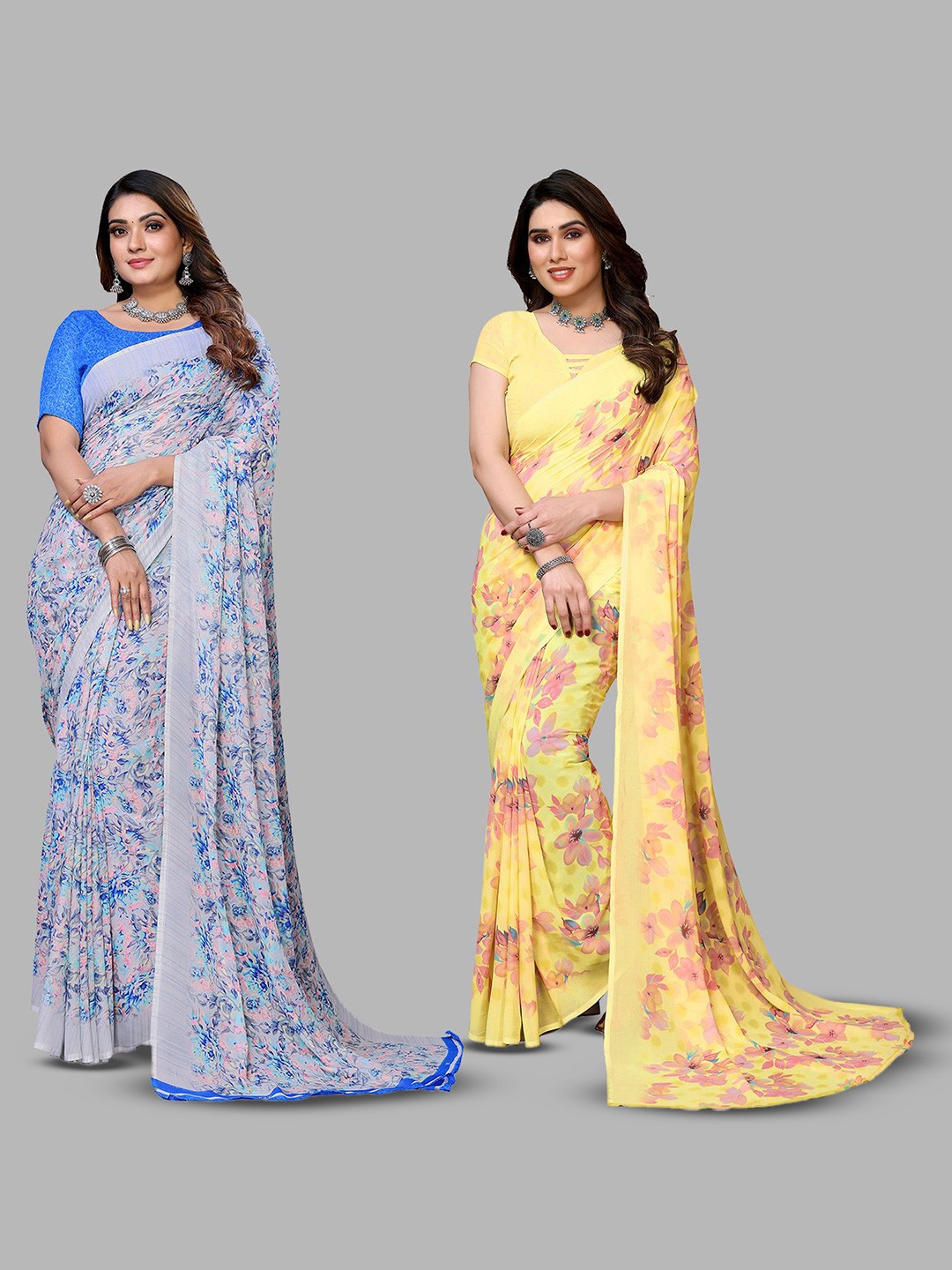 

Moda Rapido Floral Poly Georgette Saree, Yellow