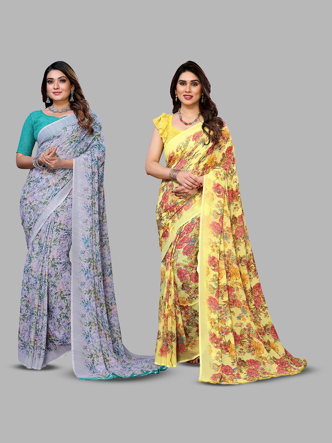 

Moda Rapido Floral Poly Georgette Saree, Yellow