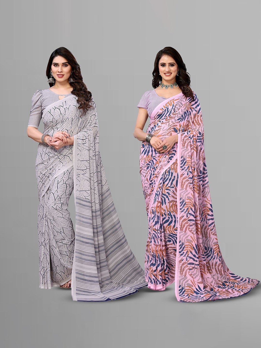 

Moda Rapido Ethnic Motifs Poly Georgette Saree, Grey