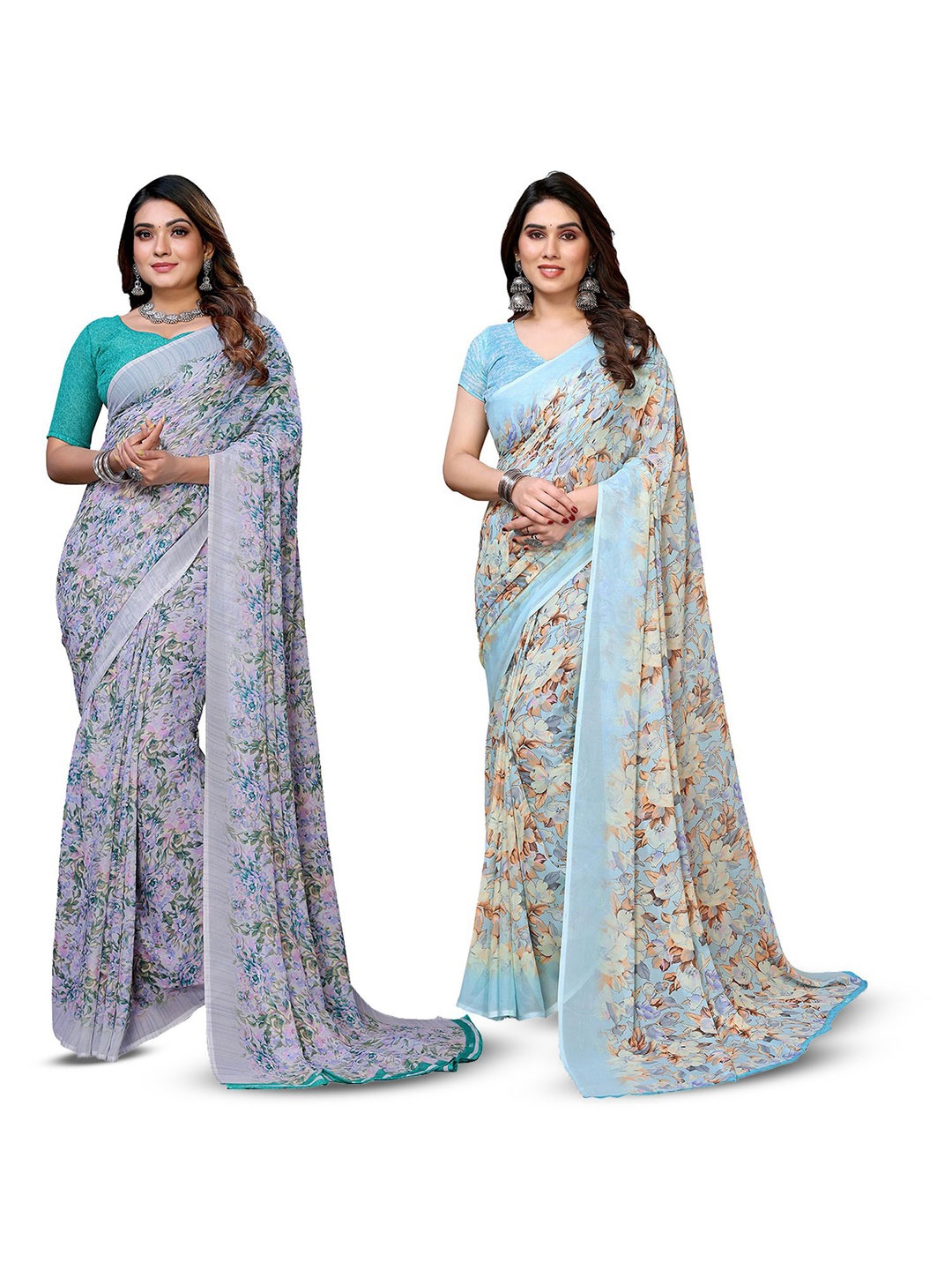 

Moda Rapido Floral Poly Georgette Saree, Green