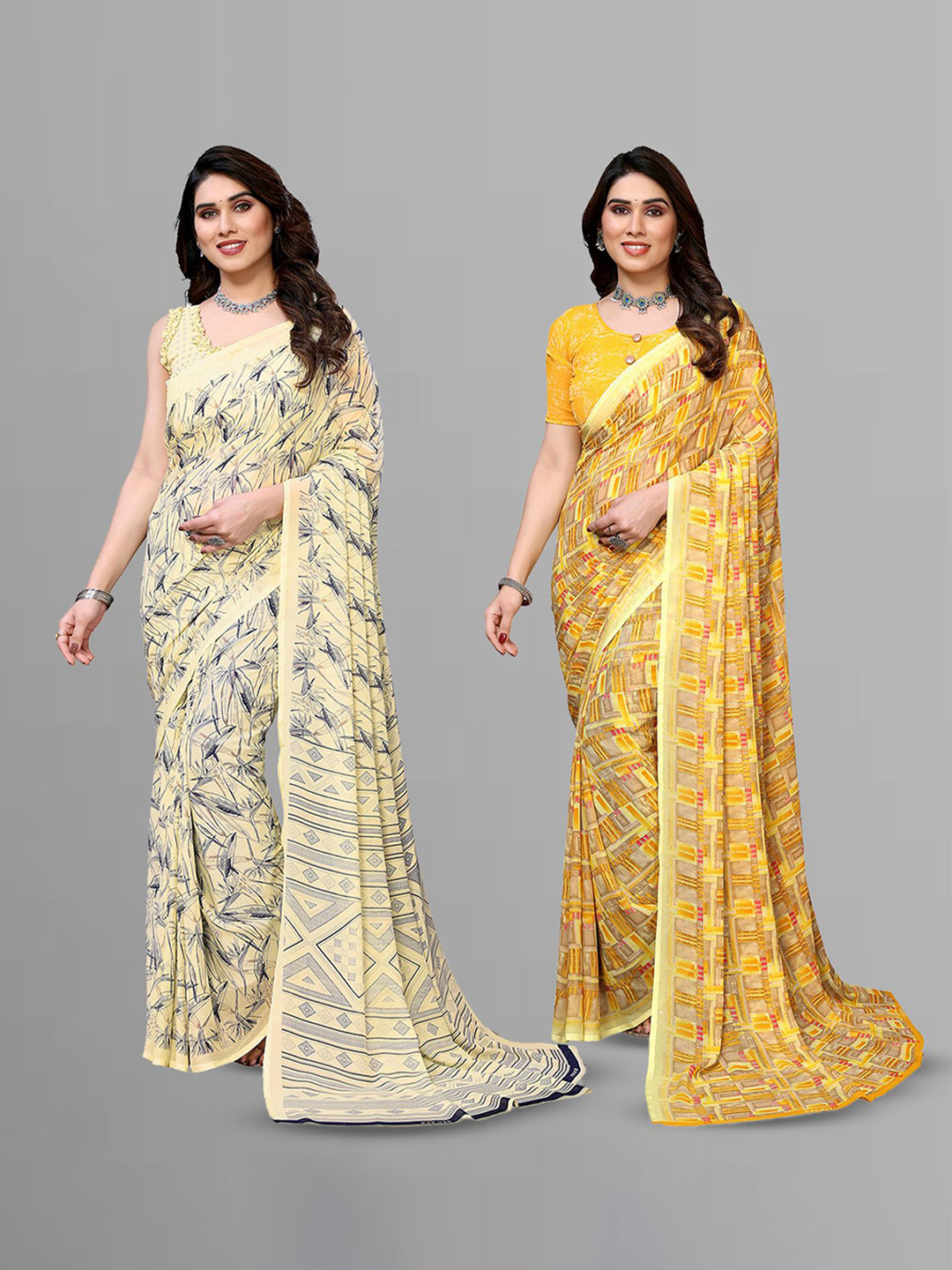 

Moda Rapido Poly Georgette Saree, Yellow