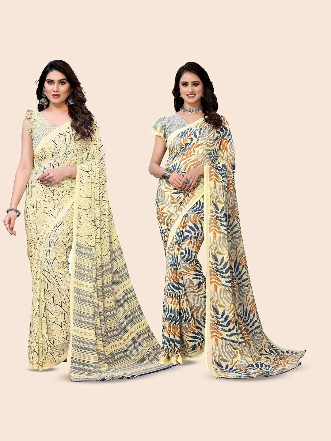 

Moda Rapido Floral Poly Georgette Saree, Yellow
