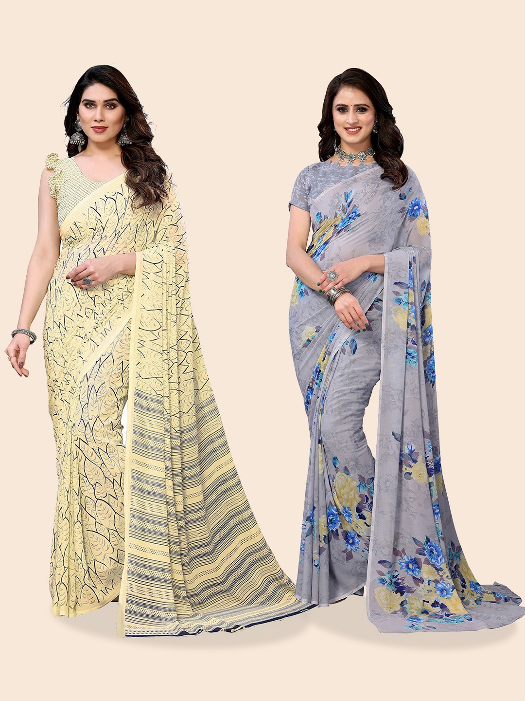 

Moda Rapido Floral Poly Georgette Saree, Yellow