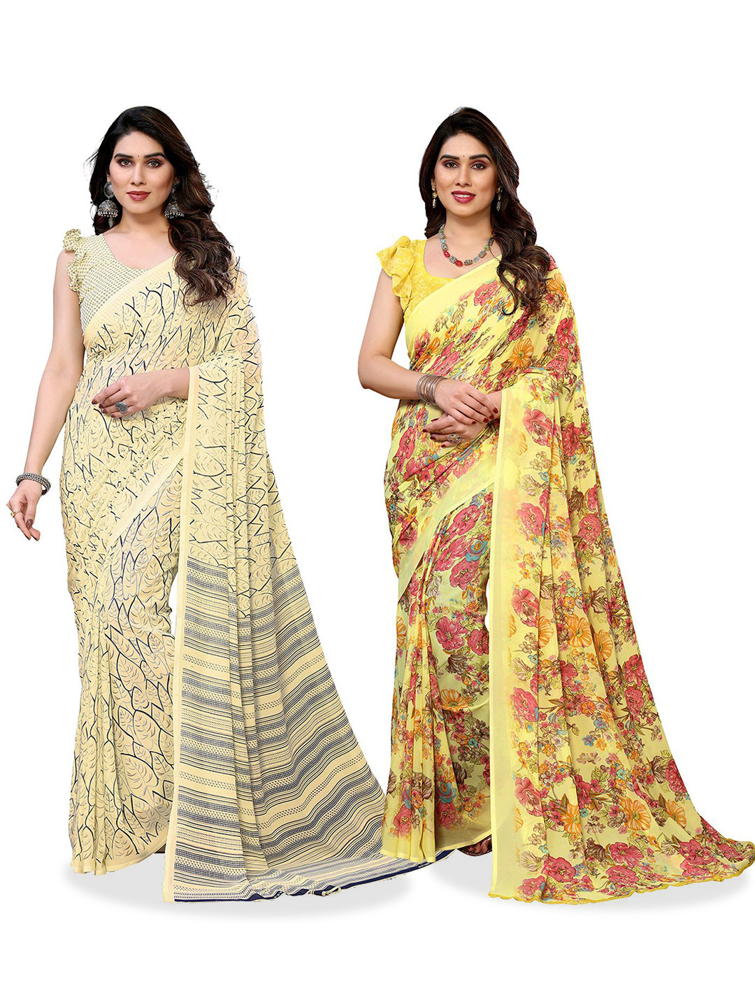 

Moda Rapido Floral Poly Georgette Saree, Yellow