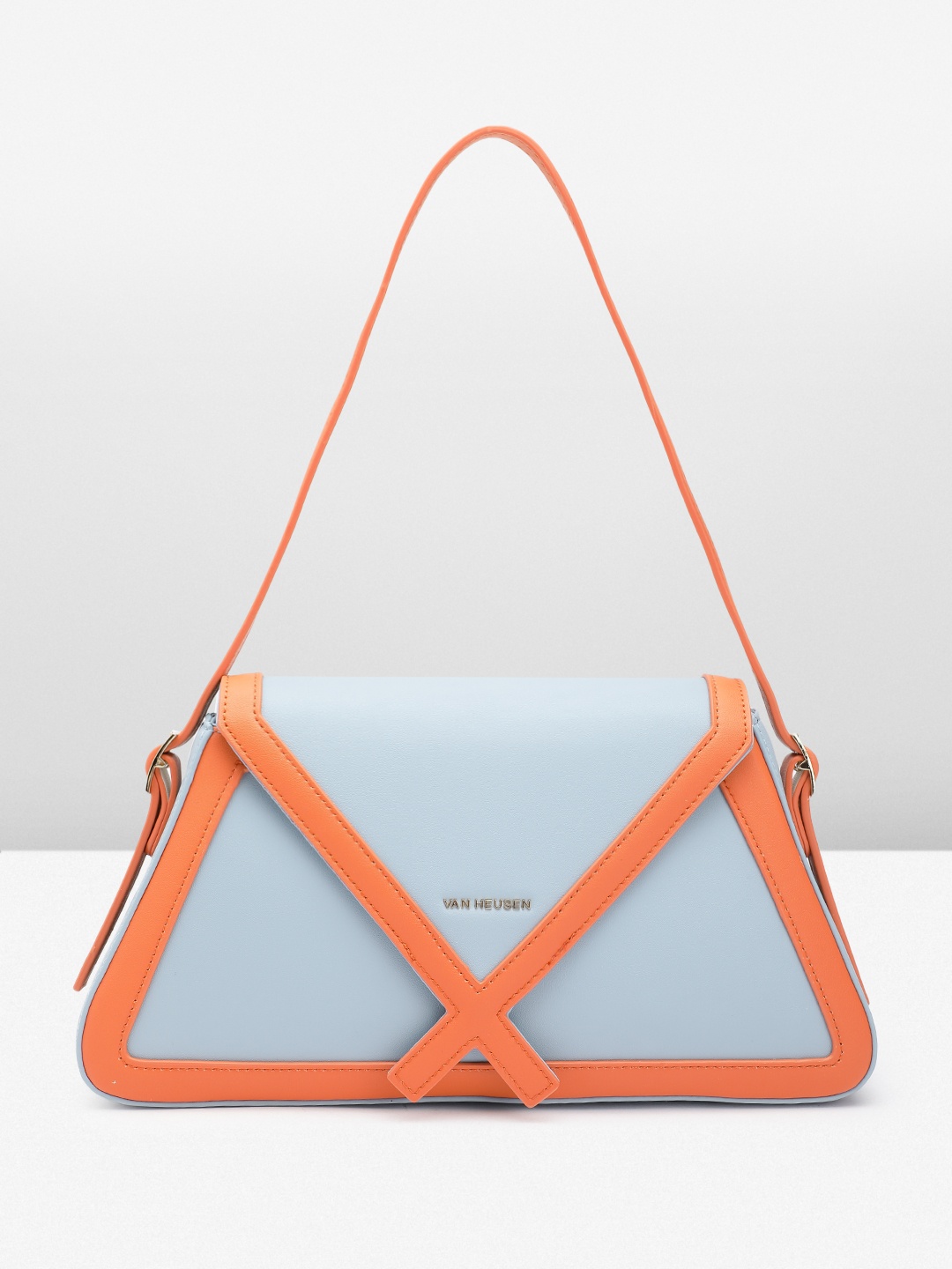 

Van Heusen Brand Logo Embossed Colourblocked Baguette, Blue