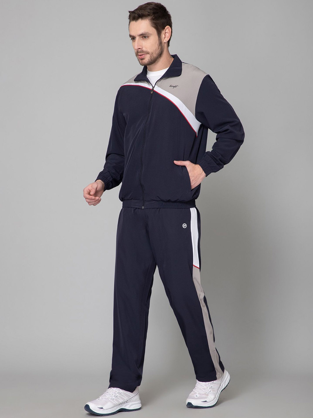 TURNFIT Colorblocked Zip Front Tracksuit, Navy blue