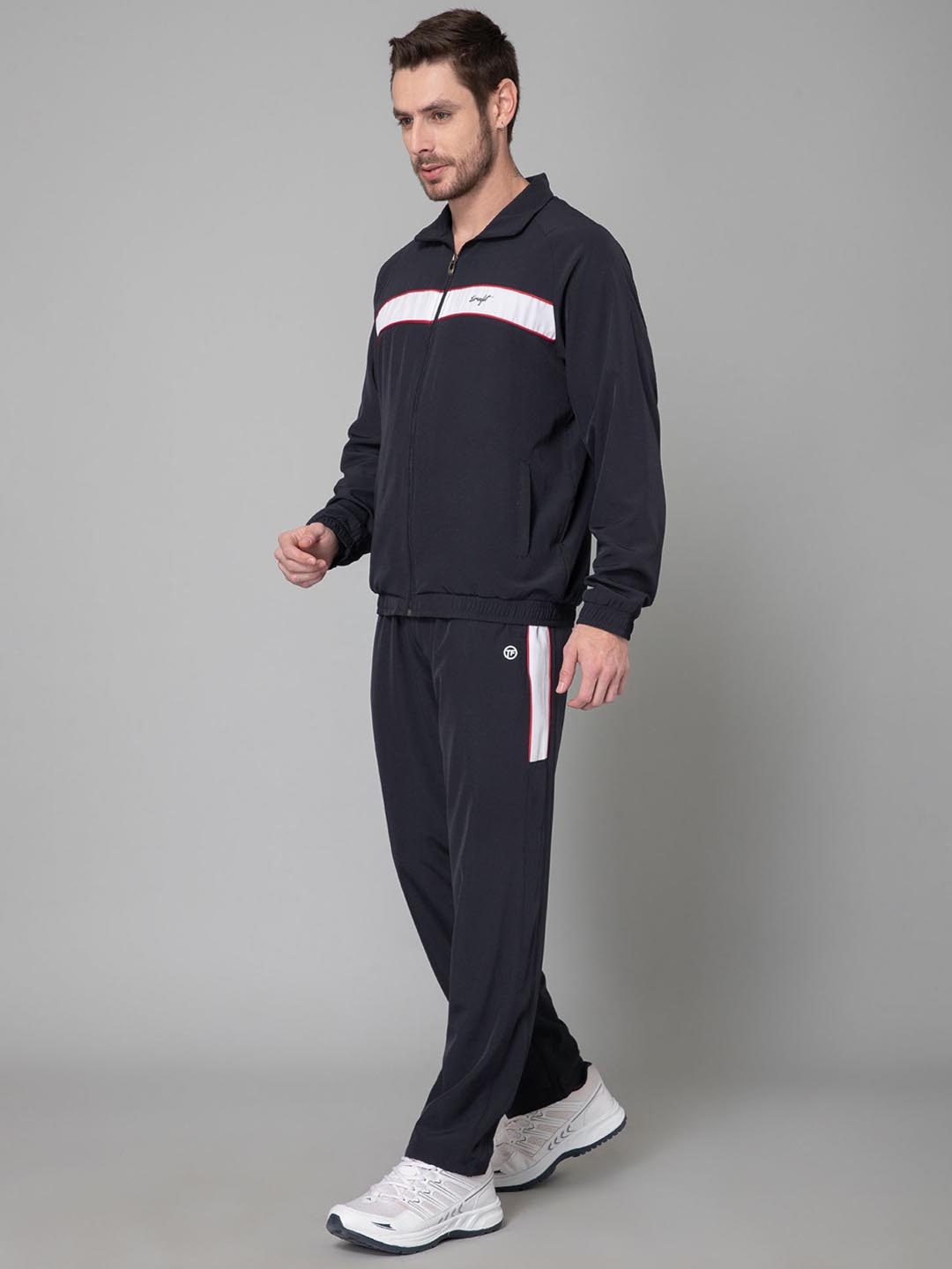 

TURNFIT Men Mock Collar Tracksuits, Navy blue