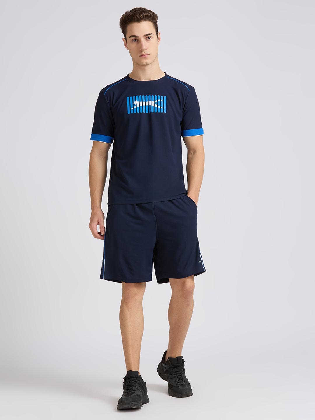 

Black Panther Printed Round Neck T-Shirt With Shorts Co-Ords, Navy blue