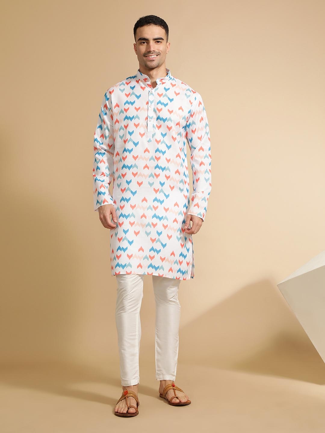 

Jaipur Kurti Men Printed Pastels Kurta, Multi