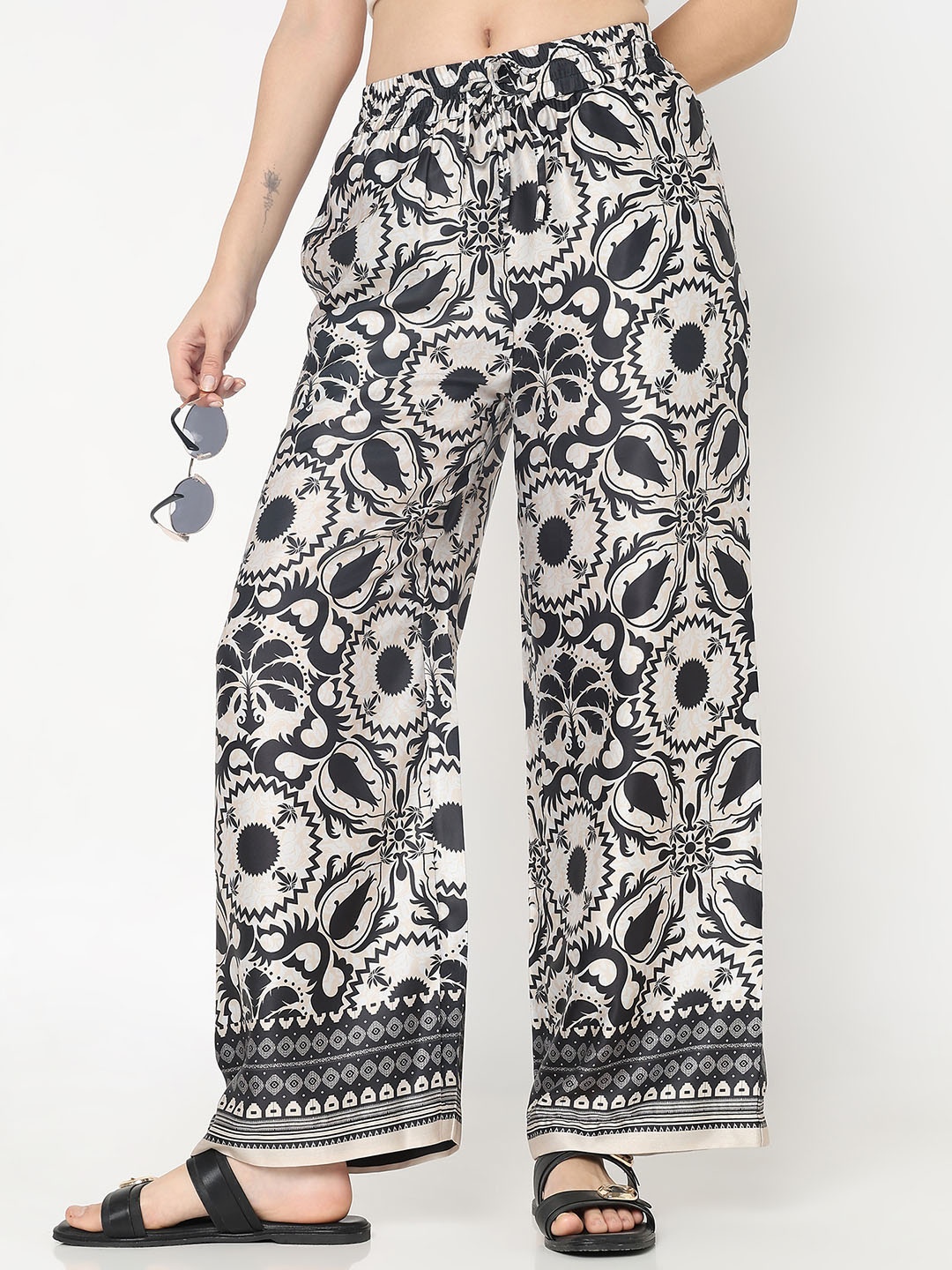 

R&B Women Animal Printed Trousers, White
