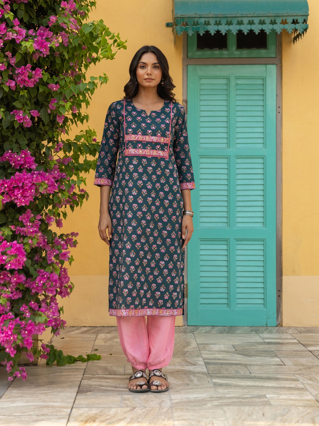 

The Ethnic Label Women Block Printed Kurta, Blue