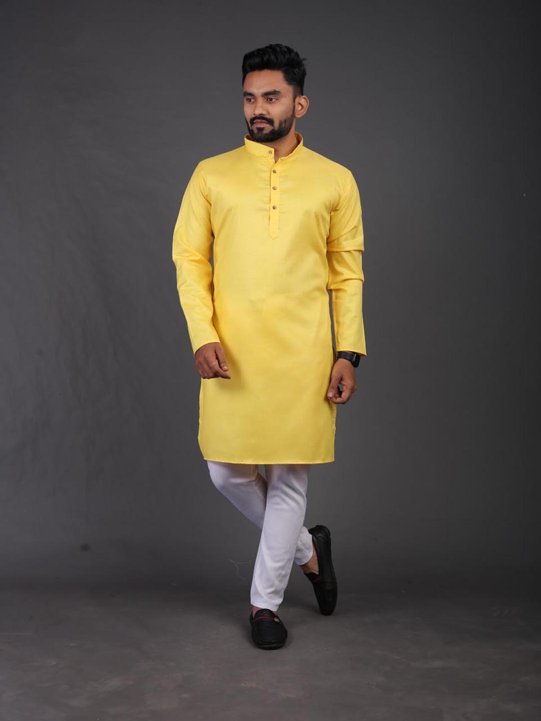 

BAESD Men Kurta, Yellow