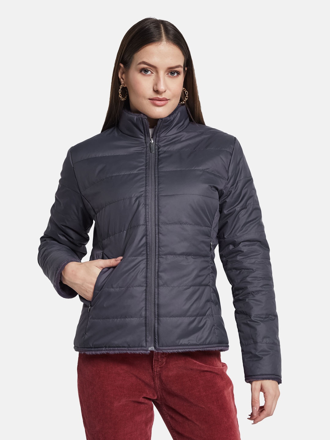 

METTLE Women Puffer Jacket, Purple