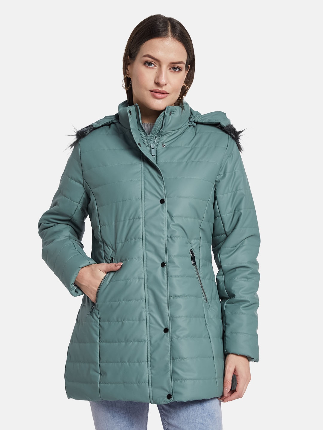 

METTLE Women Woven Jacket, Green