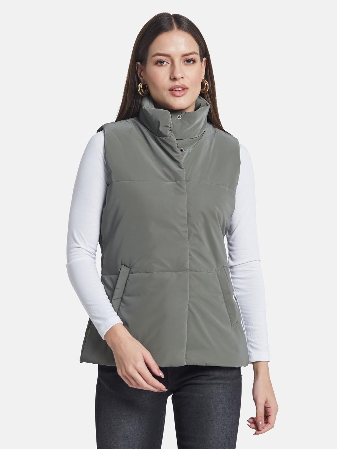 

METTLE Women Padded Jacket, Grey