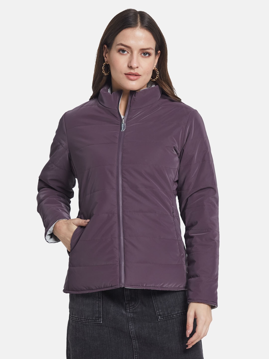 

METTLE Women Padded Jacket, Purple