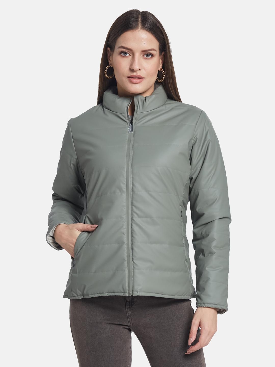 

METTLE Women Padded Jacket, Olive