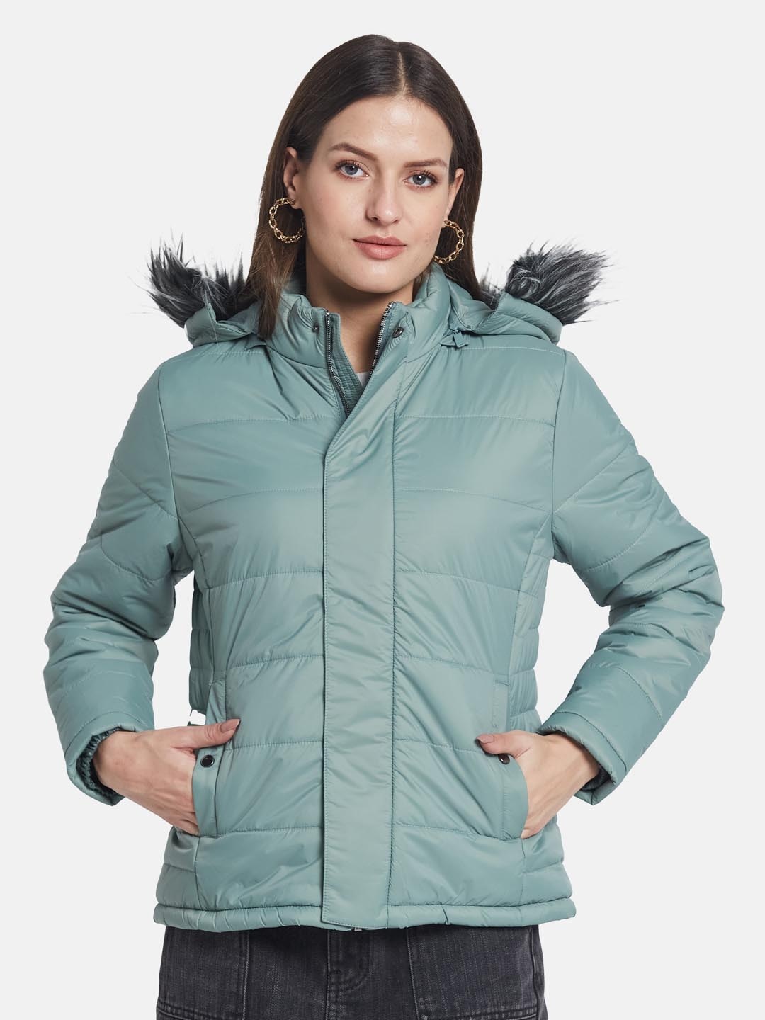 

METTLE Women Parka Jacket, Green